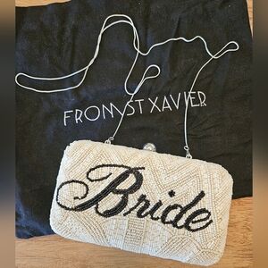 From St Xavier (REVOLVE) Bride Box Clutch/Cross Body Evening Bag Ivory & Black
